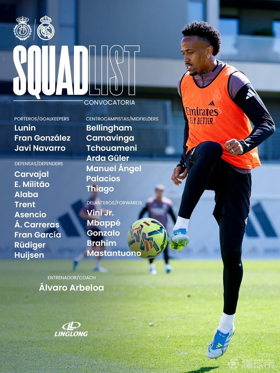 皇马战马略卡大名单：姆巴佩领衔，米利唐、R-阿森西奥回归